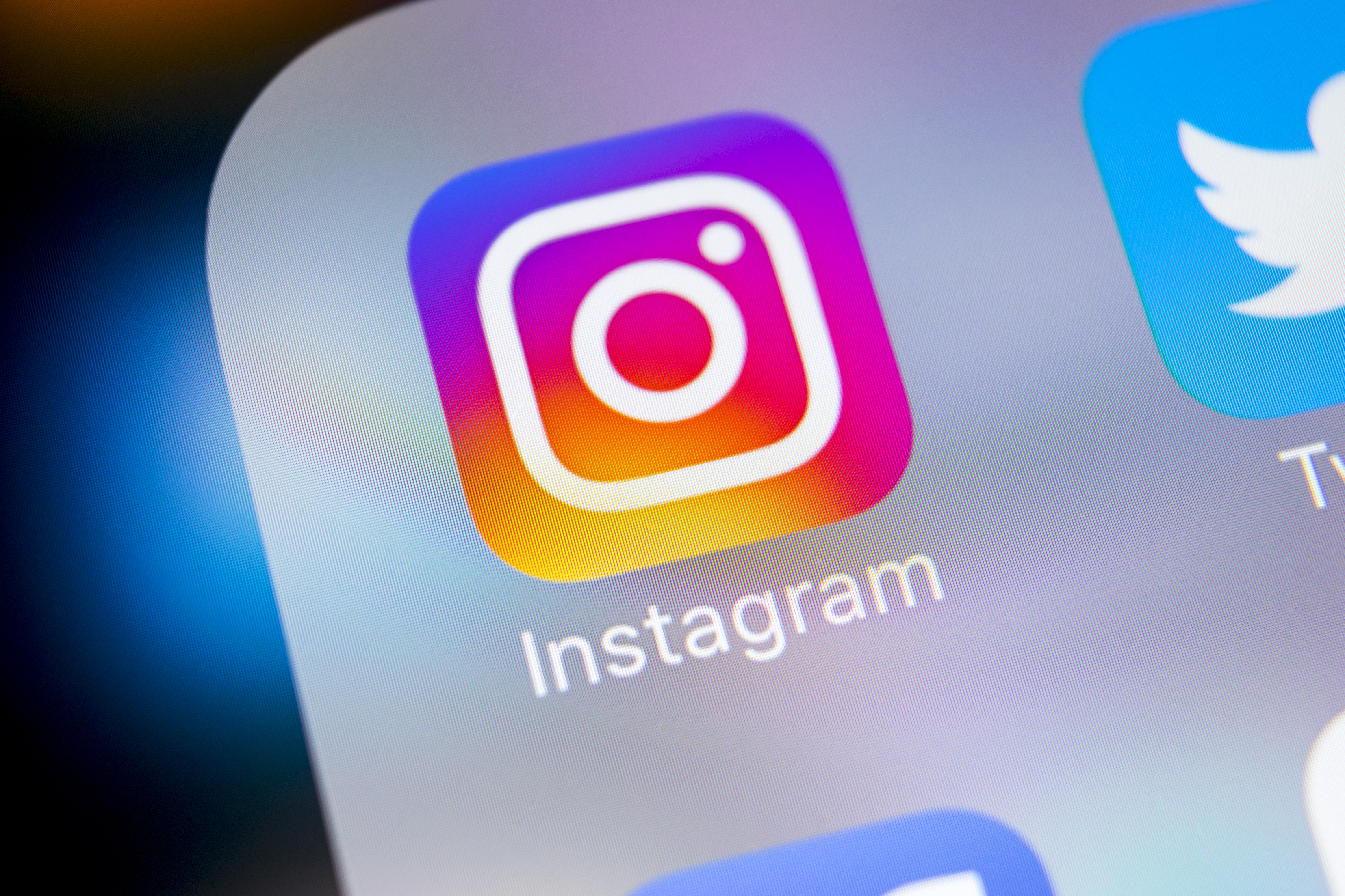 Sankt-Petersburg, Russia, March 6, 2018: Instagram application icon on Apple iPhoneX smartphone screen close-up. Instagram app icon. Social media icon. Social network
